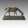 Sculpture en bronze animal Cheval Puppy Deco Statue en laiton Tpal-147